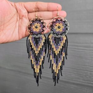 Dreamcatcher Boho Beaded Earrings Handmade Gothic Statement Jewelry Boheme